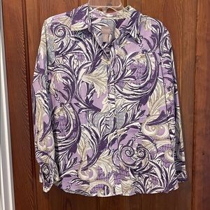 Elegant Purple and Cream Button Down Shirt